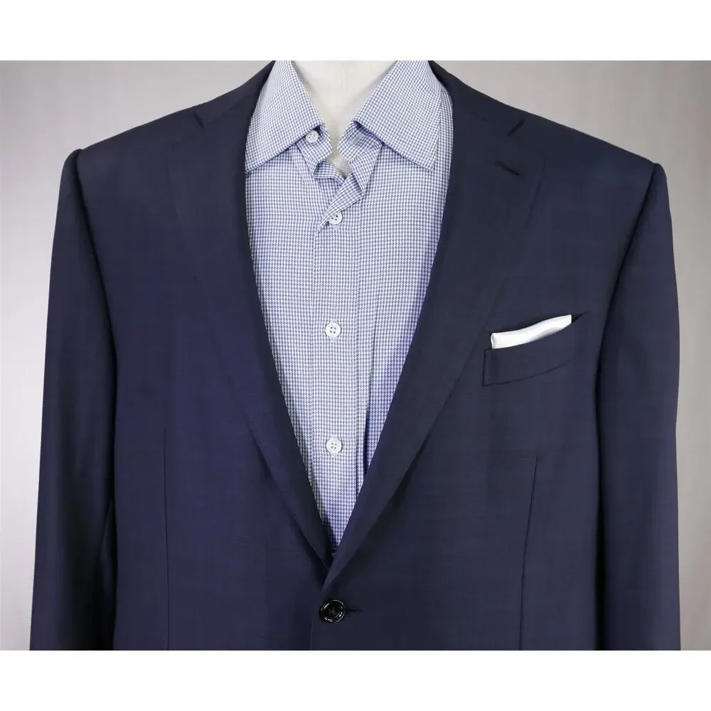 Ermenegildo Zegna 15 Milmil 15 Current Navy Blue Plaid 2Btn Sportcoat Blazer 42S